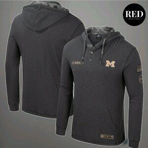 Colosseum Charcoal Michigan Wolverines OHT Military Appreciation Henley - XL